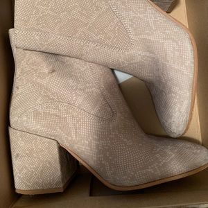 Luck Brand Nude Snakeskin Bootie